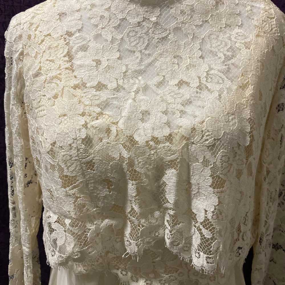 Vintage cream empire waist wedding dress - image 3