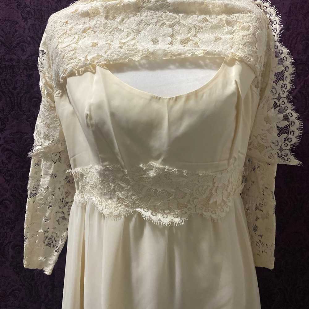 Vintage cream empire waist wedding dress - image 4