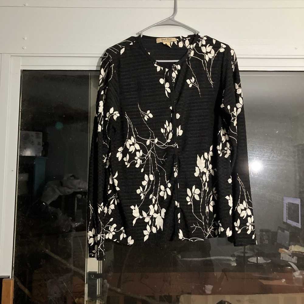 Pleat Pleat By Rafael Black Floral Dress Blouse S… - image 3