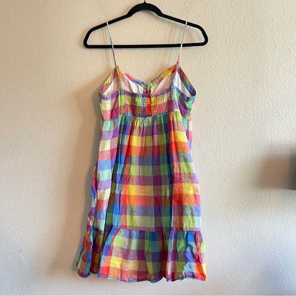 Y2K Old Navy Rainbow Plaid Patchwork Babydoll Min… - image 2