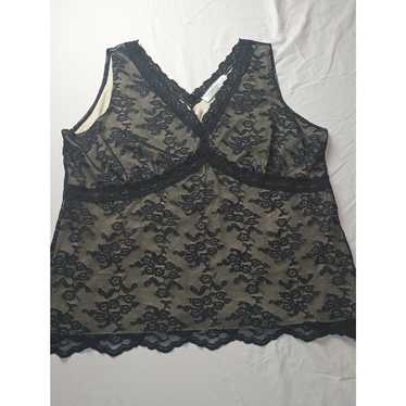 Worthington Vintage Mesh Black Lace Baby Doll Blou