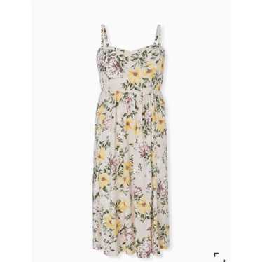 Torrid Midi Challis Ivory Floral Skater Dress 2