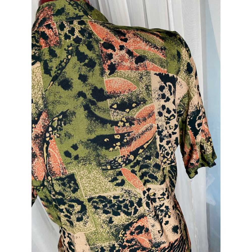 button down shirt Animal print vintage 1990s oran… - image 5