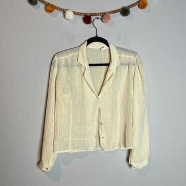 Vintage Union Made cream patterned blouse