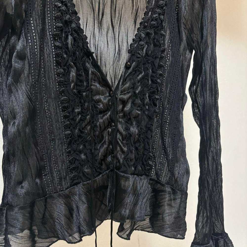 Black chiffon material sleeve flare cardigan fair… - image 3