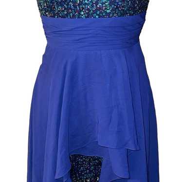 Strapless Homecoming Sequined Blue Ball Gown Size 