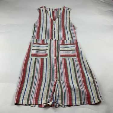 Old Navy Bright Striped Linen Button Front Tank Dr