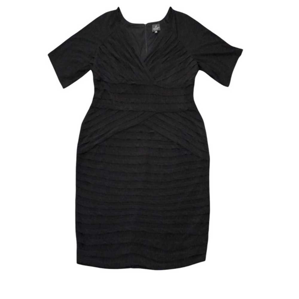 Adrianna Papell Midi Dress Size 22W Black Ribbed … - image 1