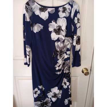 Ralph Lauren Dress Size 14 Blue Floral Faux-Wrap … - image 1