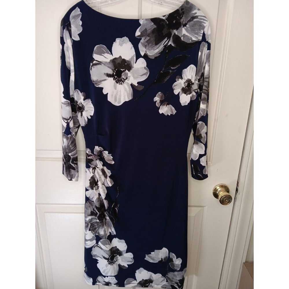 Ralph Lauren Dress Size 14 Blue Floral Faux-Wrap … - image 2