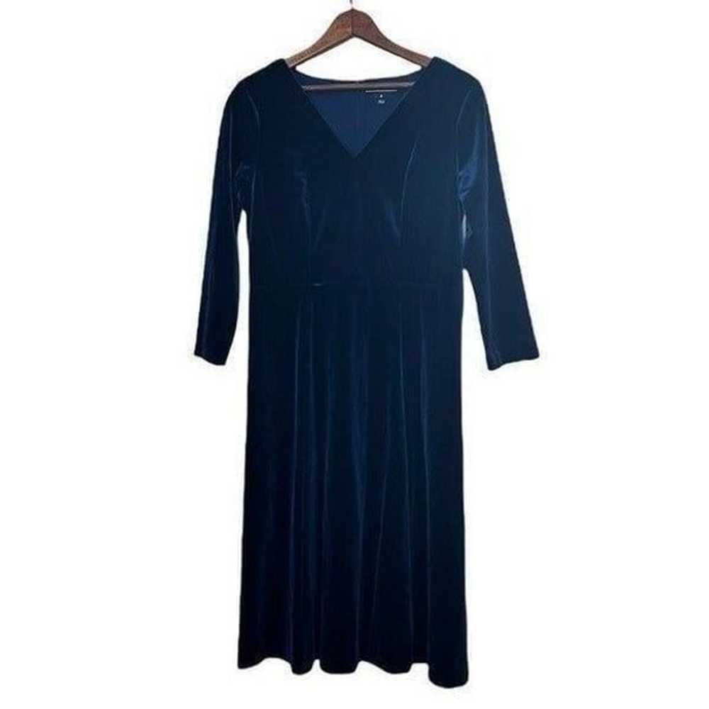 Lands’ End Velvet V Neck Midi Dress - image 1