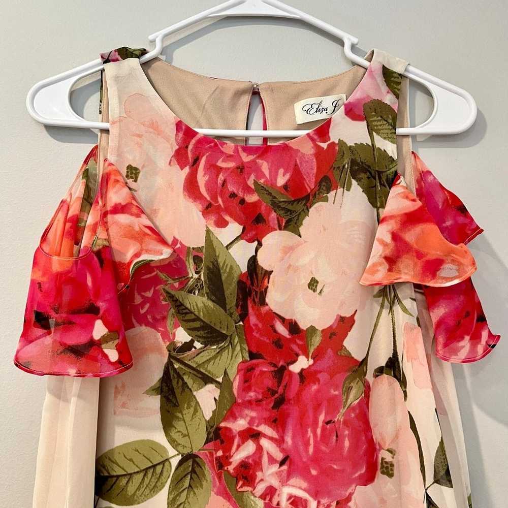 Eliza J. Floral Cold-Shoulder Swing Dress size 4 - image 2