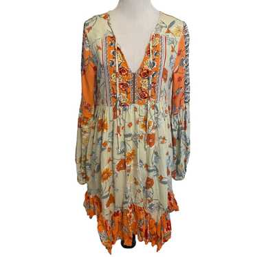 Patrons of Peace Boho Dress Womens Small Peach & … - image 1