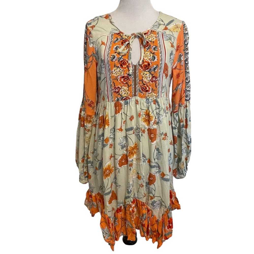 Patrons of Peace Boho Dress Womens Small Peach & … - image 3