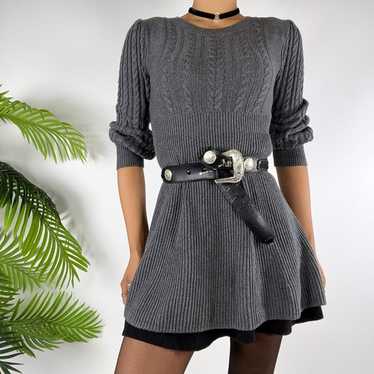 Vintage Gray Cable Knit Gray Dark Coquette Cottage