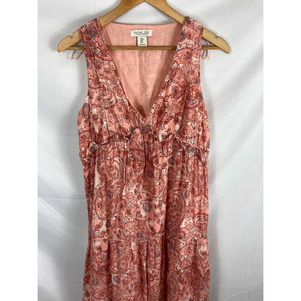 Rachel Zoe Paisley Tiered Maxi Dress Pink Size Sm… - image 3