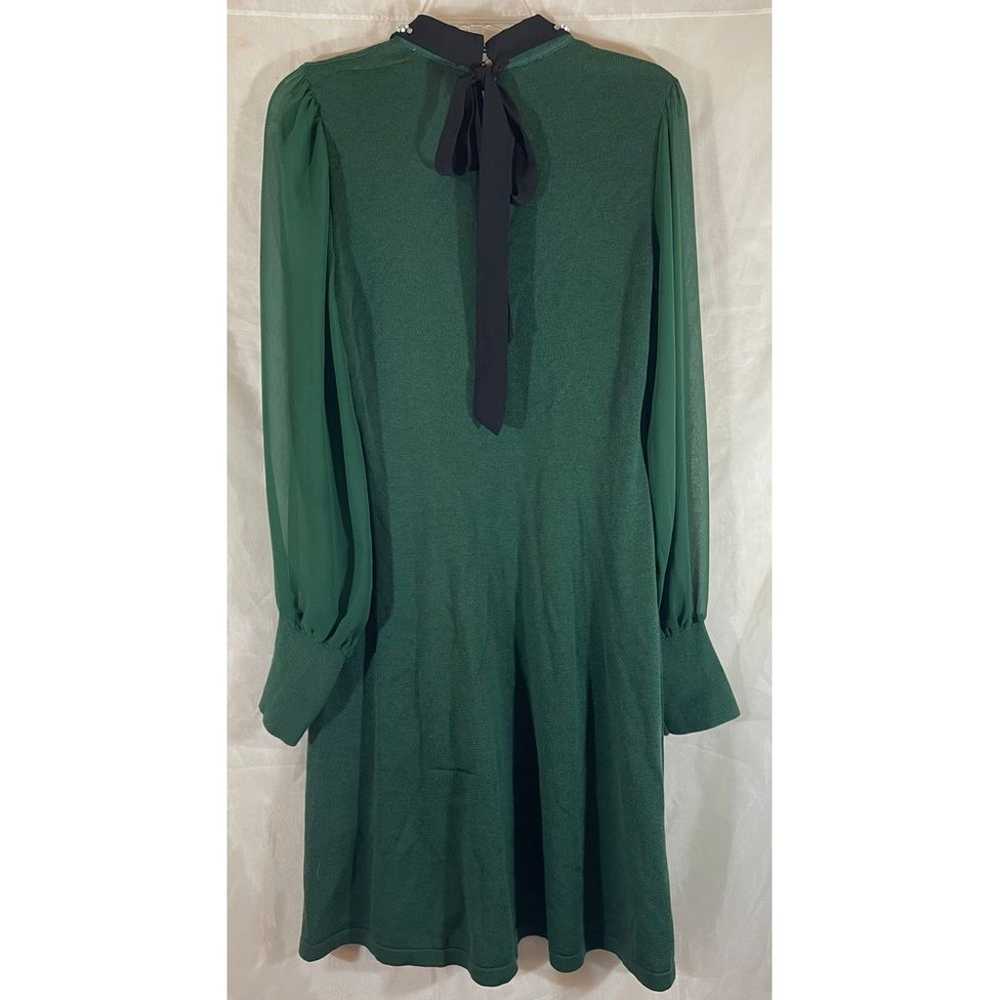 CeCe Elegant Green Long Sleeve Dress Embellished … - image 3