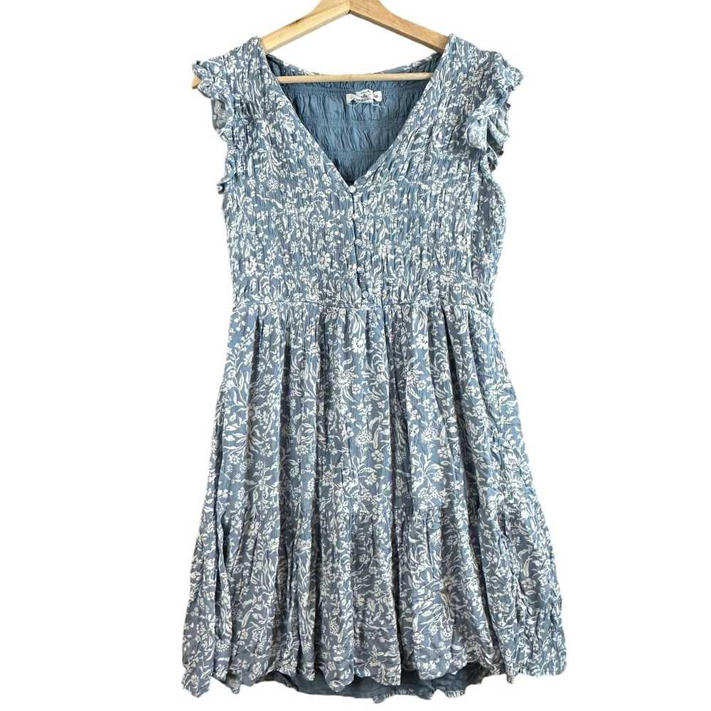 Lucky Brand Blue Floral Ruffle Sleeve Smocked Bod… - image 2