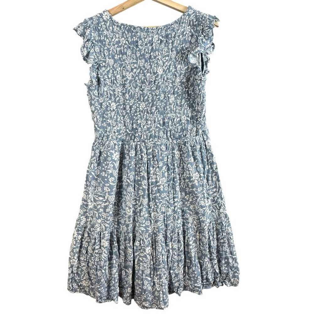 Lucky Brand Blue Floral Ruffle Sleeve Smocked Bod… - image 3