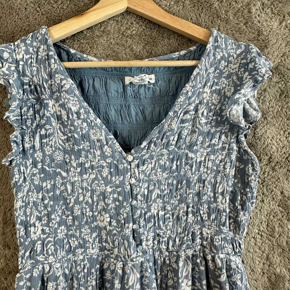 Lucky Brand Blue Floral Ruffle Sleeve Smocked Bod… - image 5