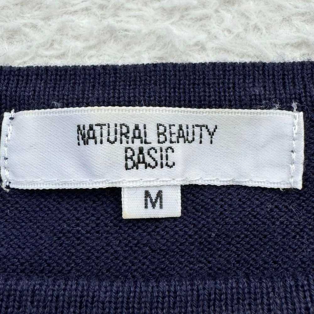 ♡【Natural Beauty】M Beige Navy Striped Knit Dress - image 12