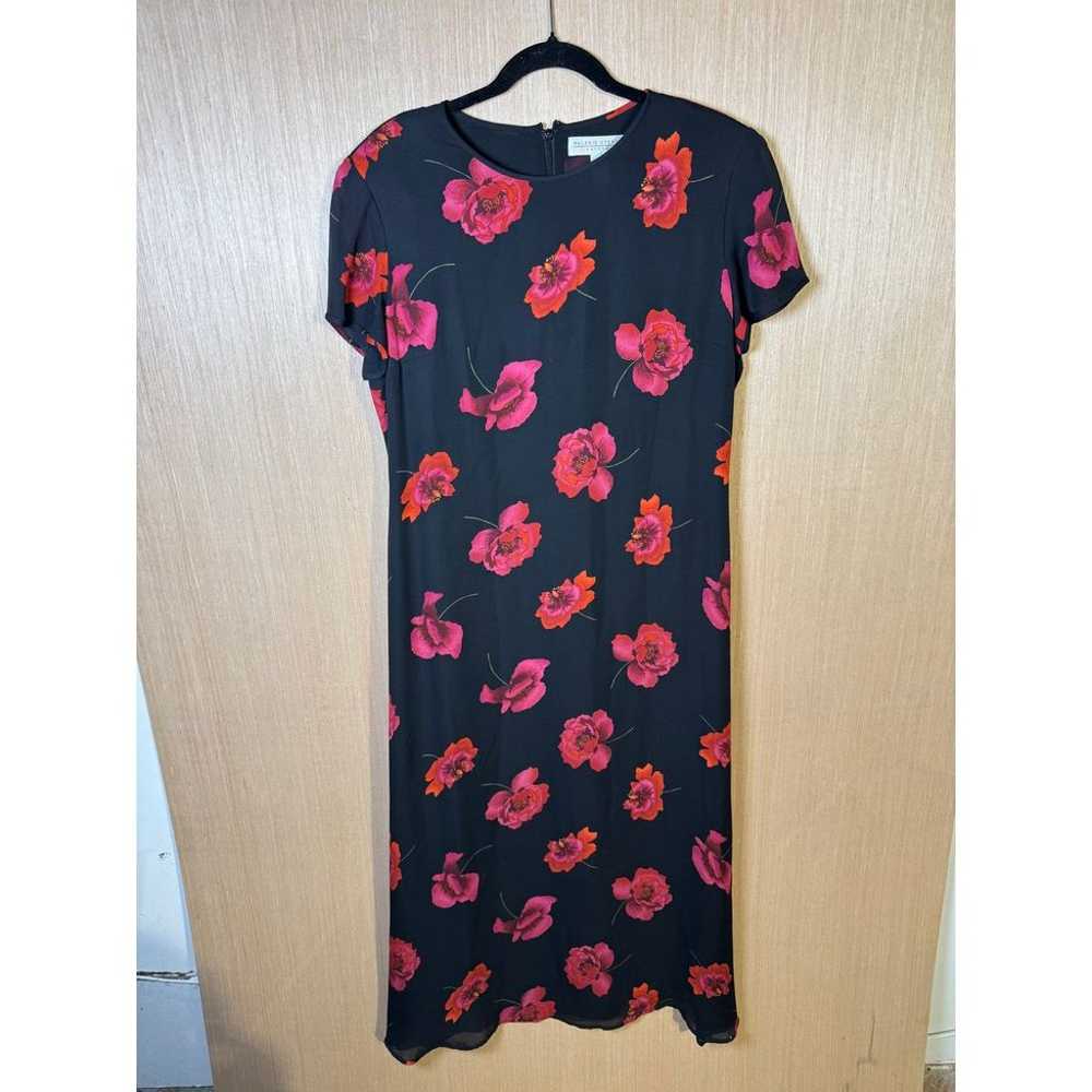 Valerie Stevens silk vintage floral sheath dress - image 1