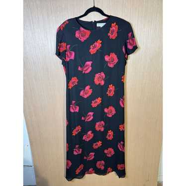 Valerie Stevens silk vintage floral sheath dress - image 1