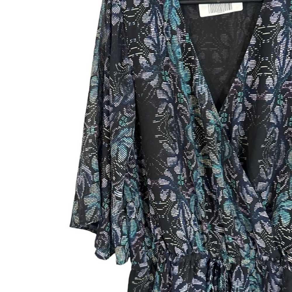 Olivaceous Black Multicolor Floral Wrap V-Neck Ki… - image 4