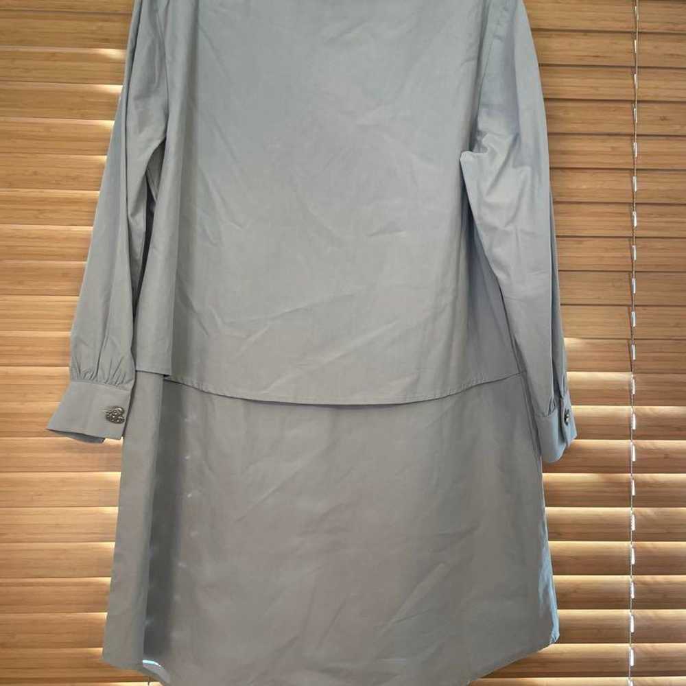 Gray large collar long sleeve deformed shirt dress - image 2