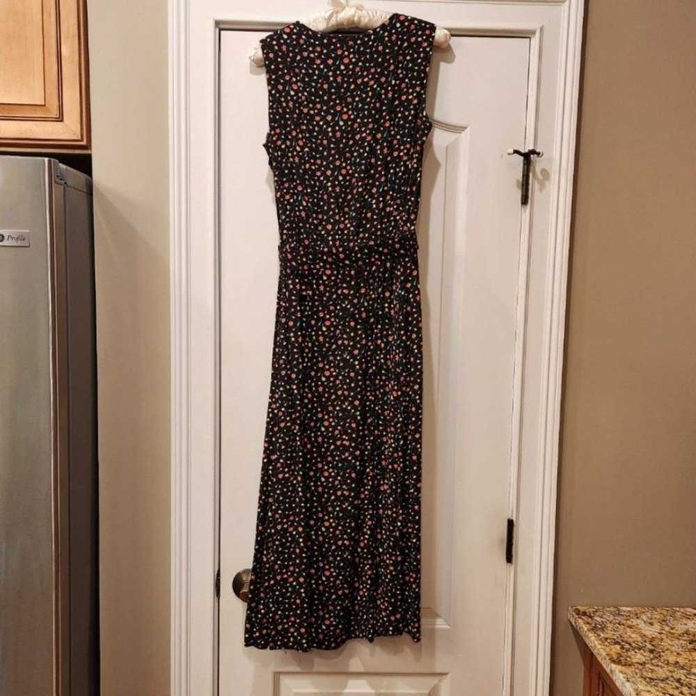 Talbots Long Black Ditsy Floral Sleeveless Belted… - image 2