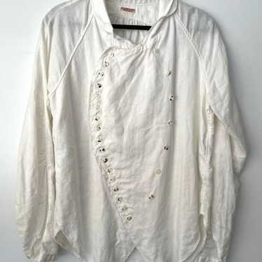 KAPITAL Cut-off Linen Design Shirt White Linen 1