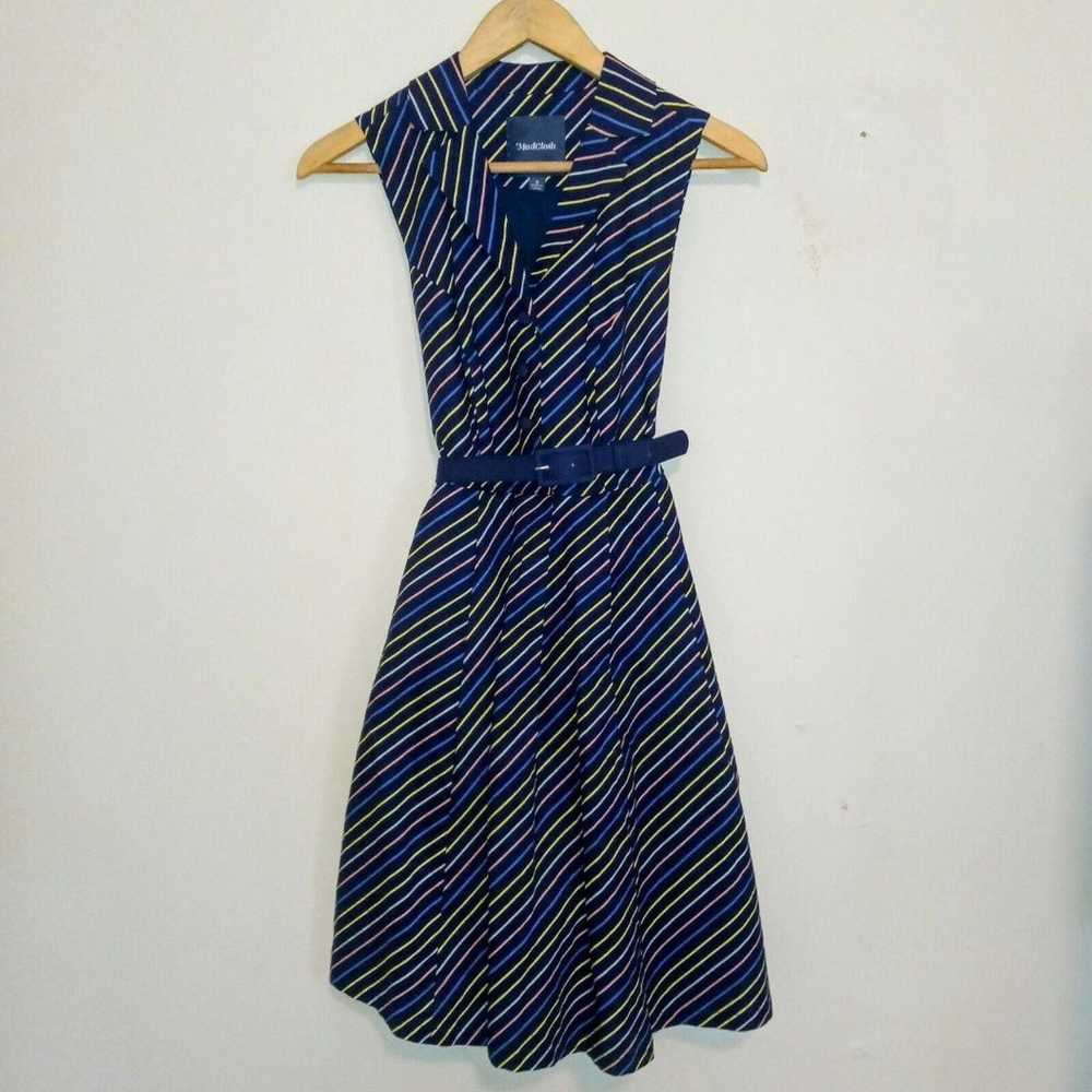 ModCloth Striped Collared Sleeveless Fit N Flare … - image 2