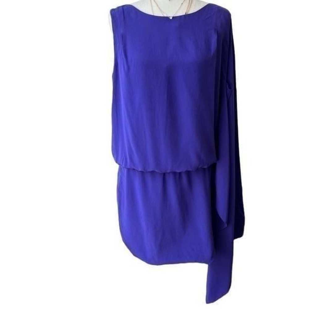 BcBG Maxazria one shoulder cape dress 100% silk p… - image 2