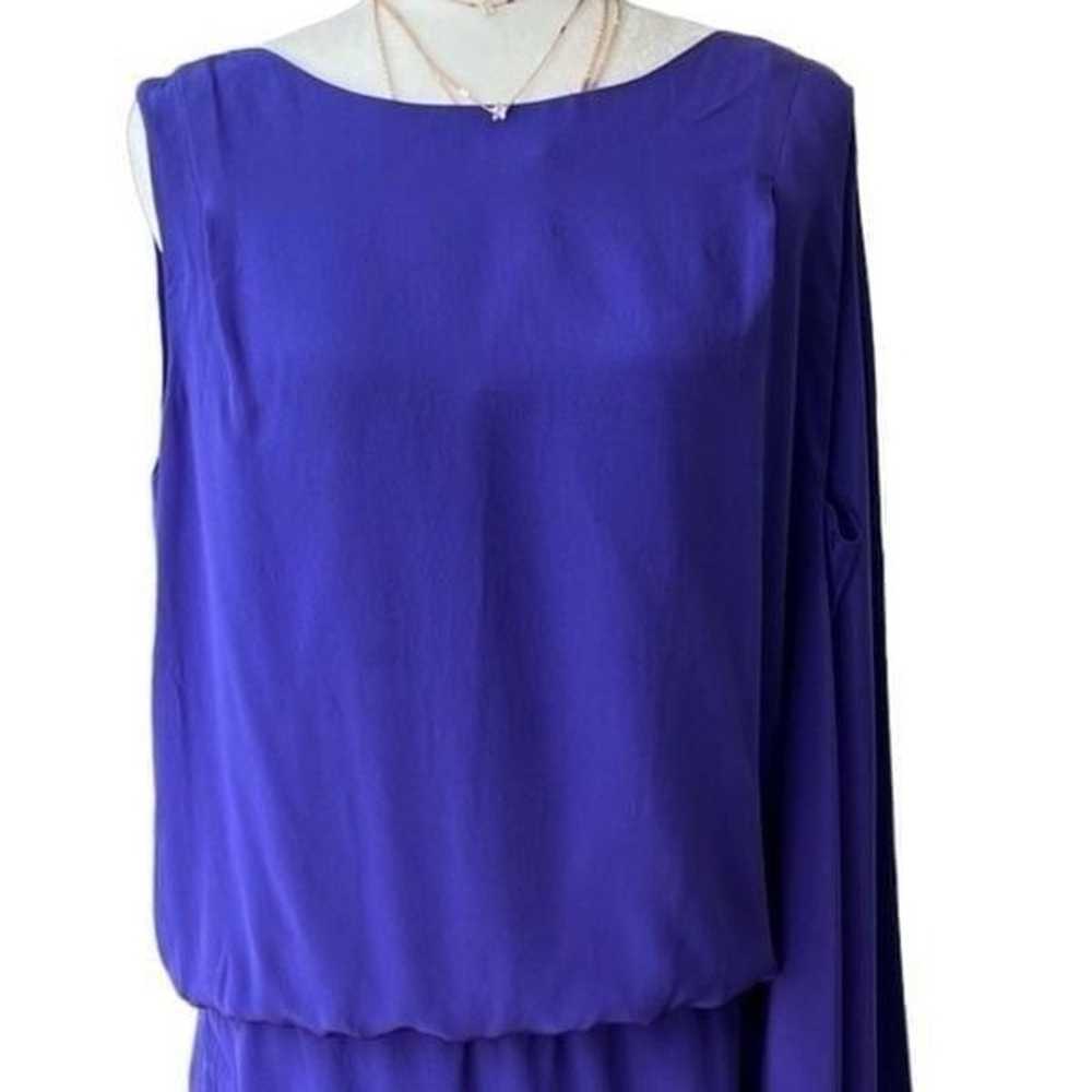 BcBG Maxazria one shoulder cape dress 100% silk p… - image 6