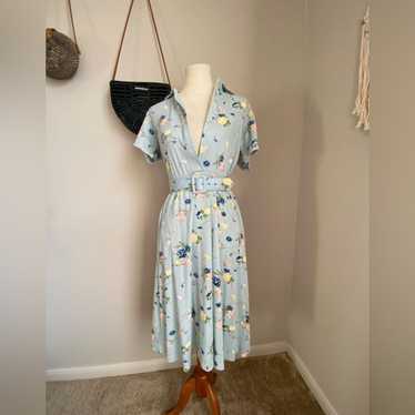 Vintage Bedford Fair Floral Print Shirt Midi Dress - image 1