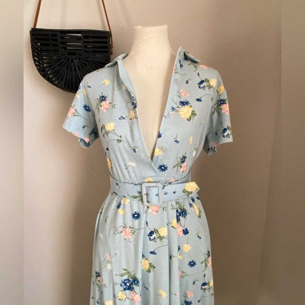 Vintage Bedford Fair Floral Print Shirt Midi Dress - image 3