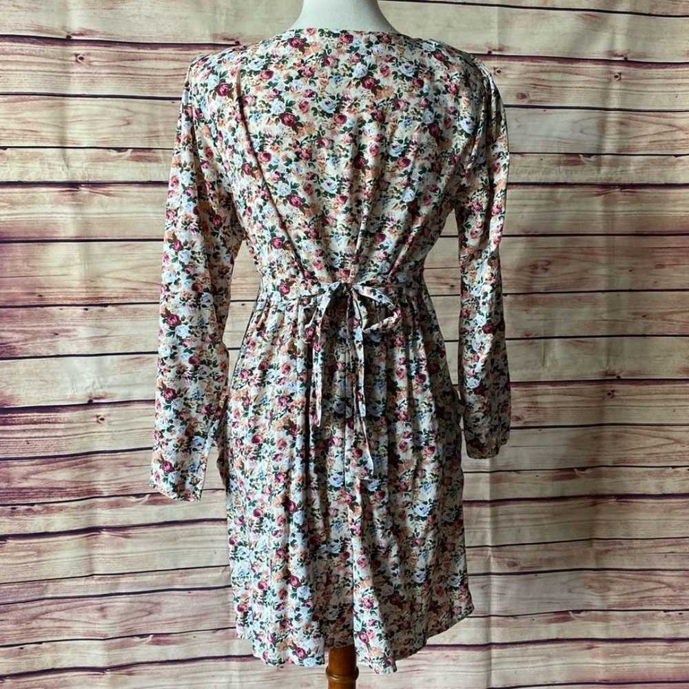 Vintage 80s Floral Long Sleeve Button Dress, Size… - image 6