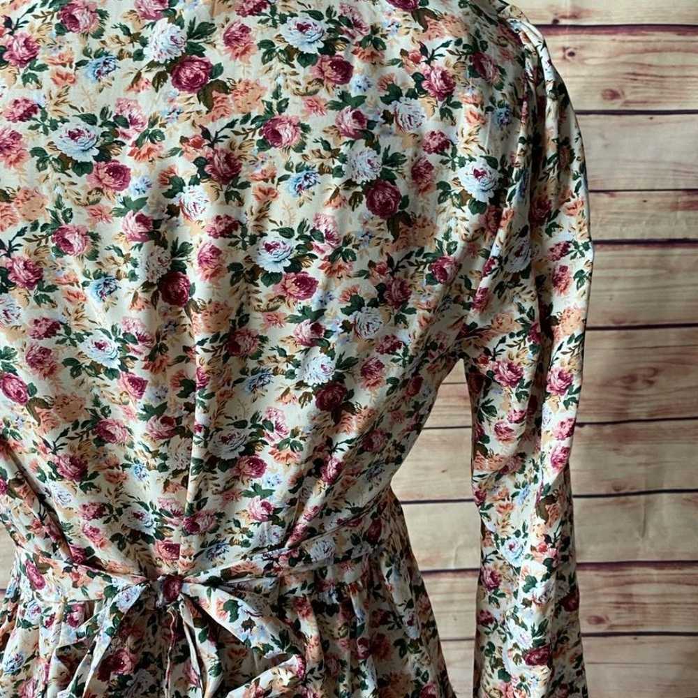 Vintage 80s Floral Long Sleeve Button Dress, Size… - image 7