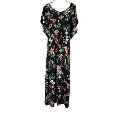 ModCloth Black Flower Print Maxi Dress Size L