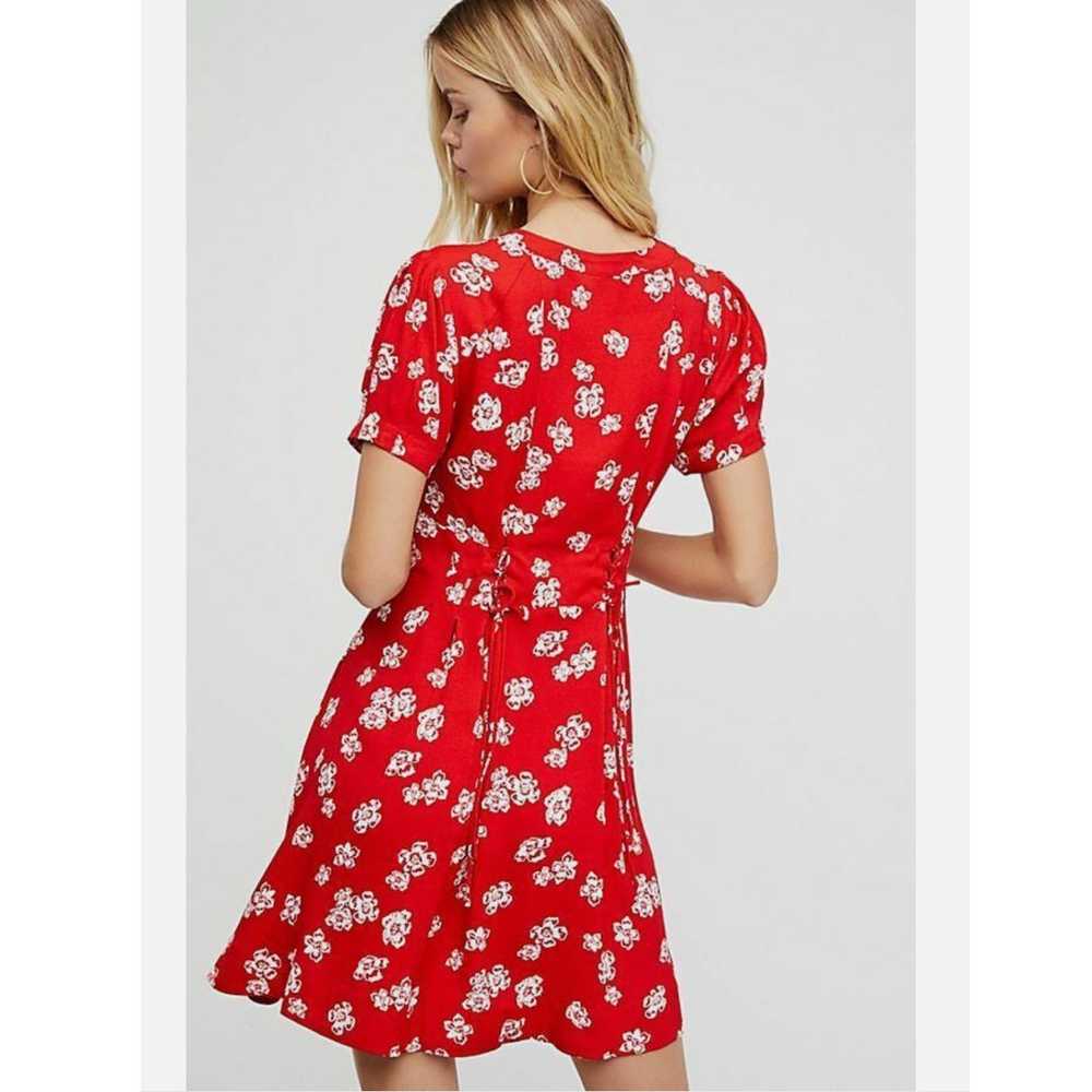 Free People Dream Girl Mini Floral Red Dress Size… - image 2