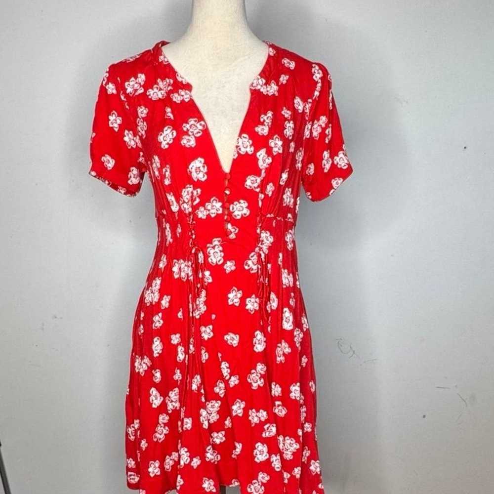 Free People Dream Girl Mini Floral Red Dress Size… - image 6