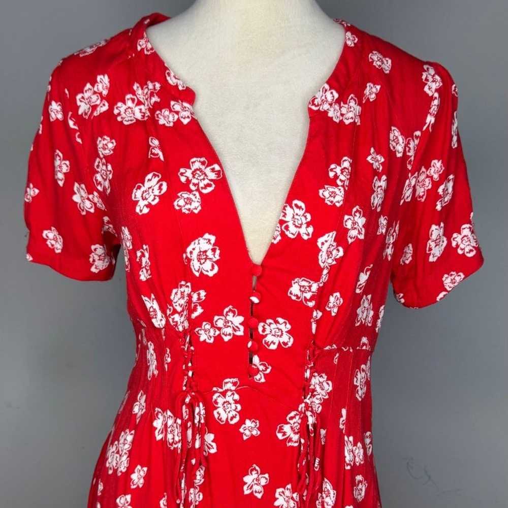 Free People Dream Girl Mini Floral Red Dress Size… - image 7