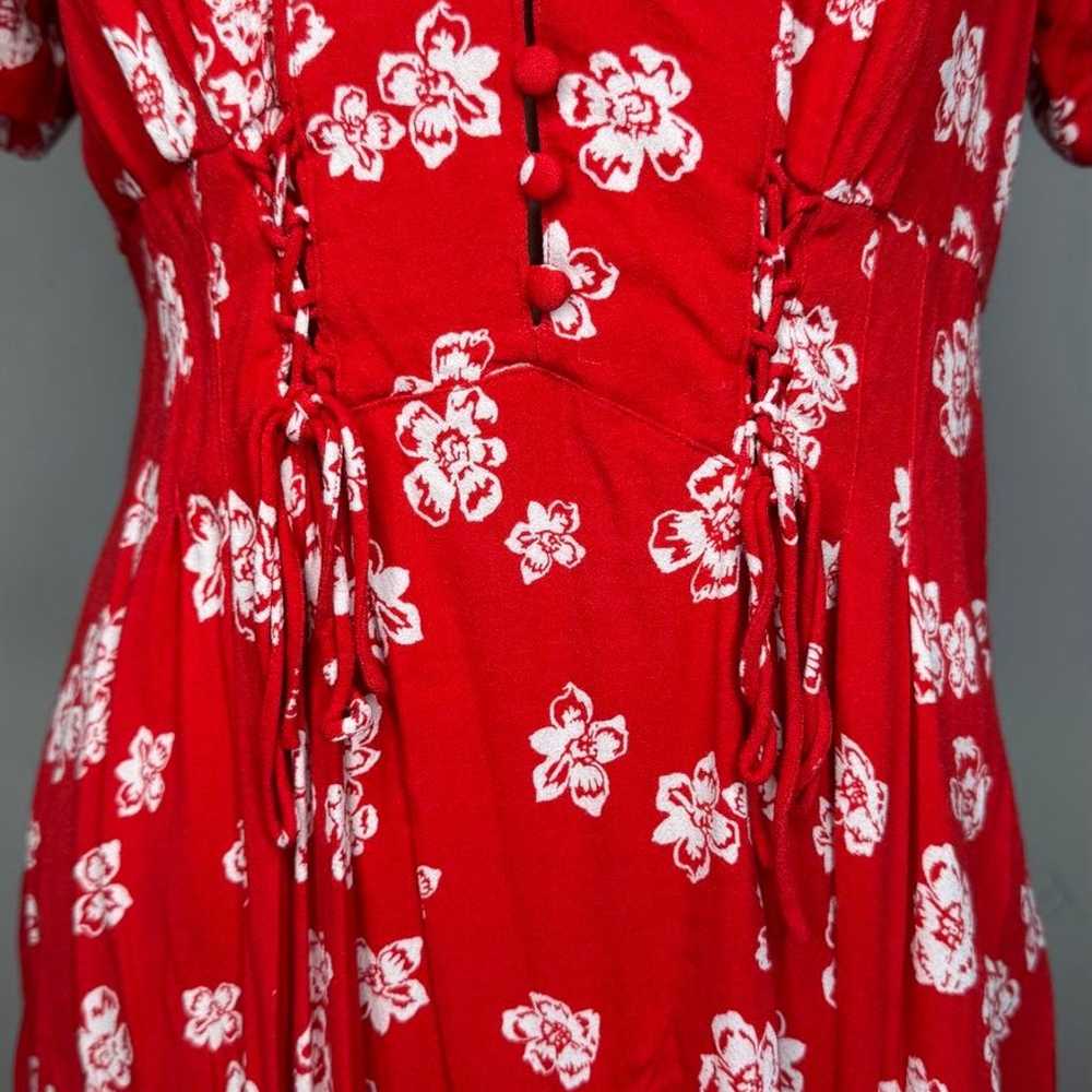 Free People Dream Girl Mini Floral Red Dress Size… - image 8