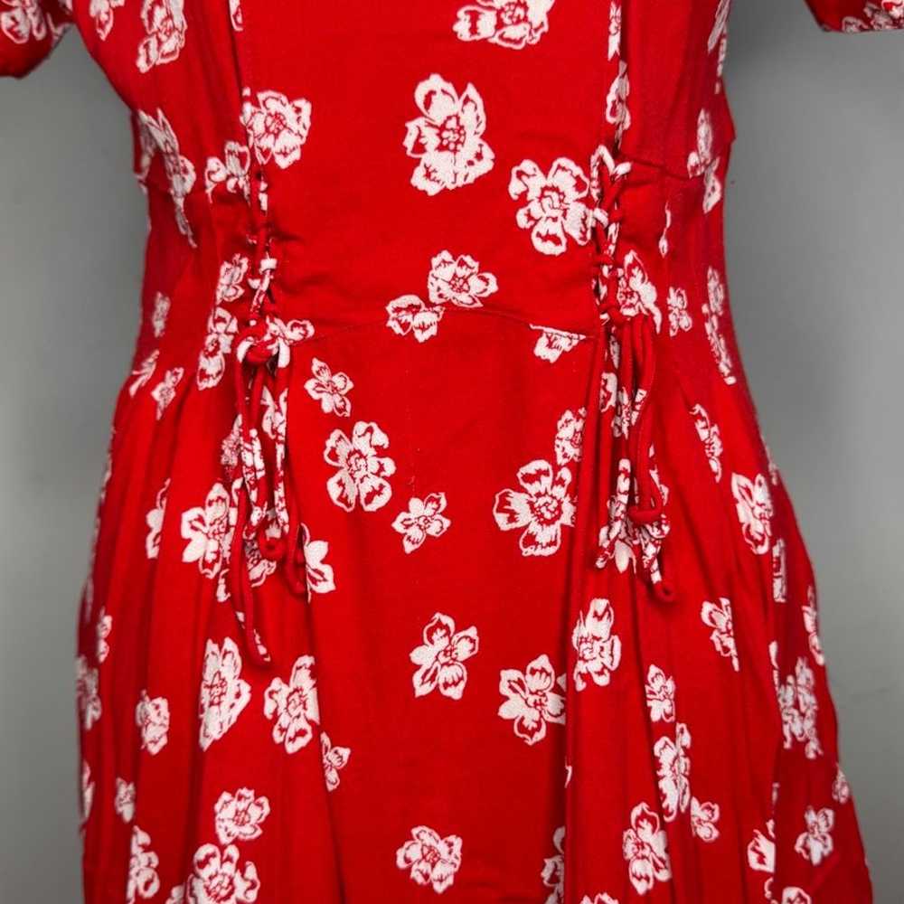 Free People Dream Girl Mini Floral Red Dress Size… - image 9