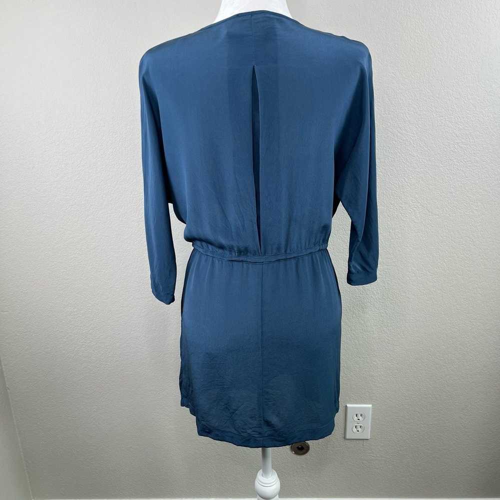 Greylin Pleated 100% Silk Blue Mini Dress Tie Wai… - image 2