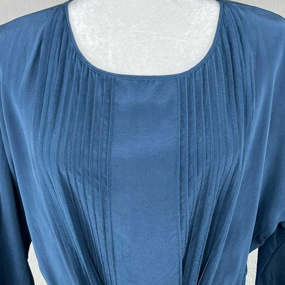 Greylin Pleated 100% Silk Blue Mini Dress Tie Wai… - image 5