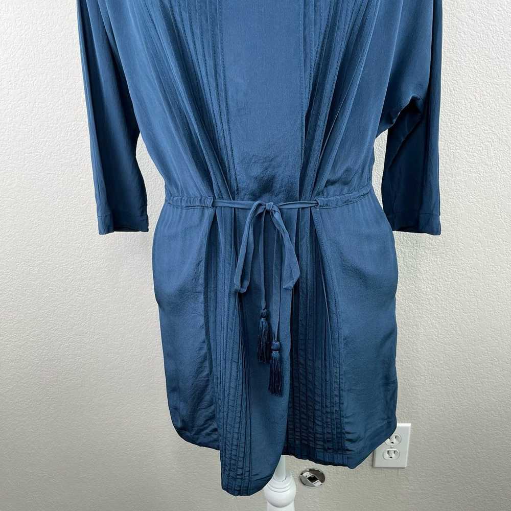 Greylin Pleated 100% Silk Blue Mini Dress Tie Wai… - image 6