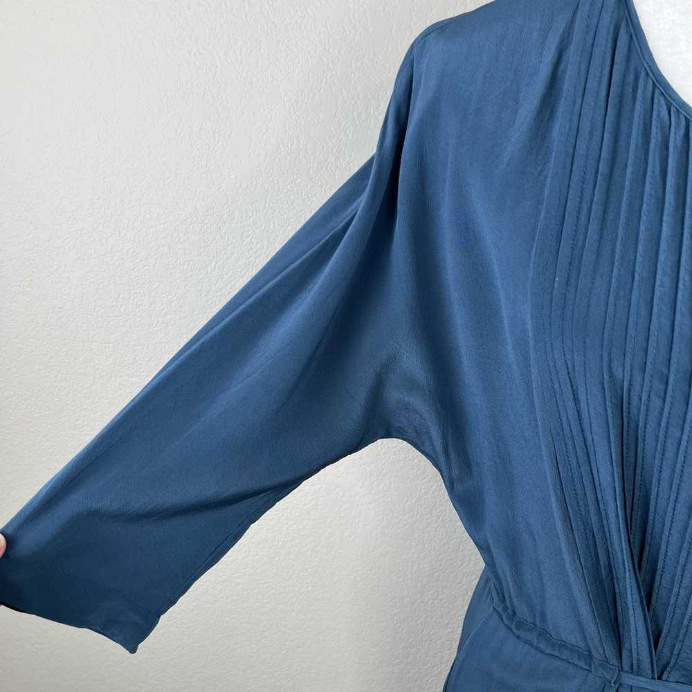 Greylin Pleated 100% Silk Blue Mini Dress Tie Wai… - image 7