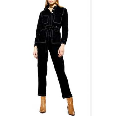 Topshop Black Denim Boiler Suit Women Black Cotto… - image 1