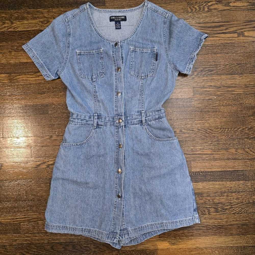 Vintage 90s Gloria Vanderbilt Denim Romper Womens… - image 3